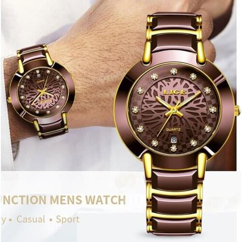 2020 LIGE New Fashion Women Ceramic Quartz Clock Men Watches Top Brand Luxury Diamond Ladies Clock Watch Men Couple Wristwatch
