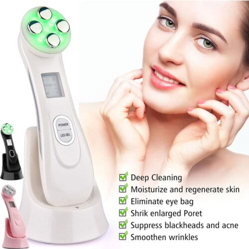 EMS Mesotherapy Electroporation RF Radio Frequency Face Lifting Machine Facial Massager LED Light Therapy Skin Tightening Beauty