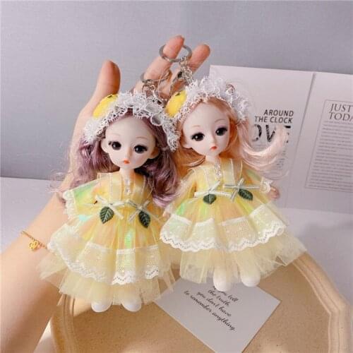 Korean Style Cute Lemon Rapunzel Princess Doll Keychain Girl Heart Bag Pendant New Car Key Chain Gift