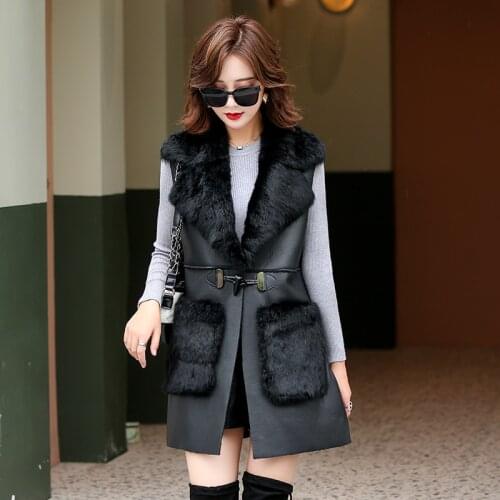 Fashion Winter Vest Coat Women Pocket Warm Tank Plus Size Long Oversized Big Pockets Horn Button Fur Vests Female Women Feminina