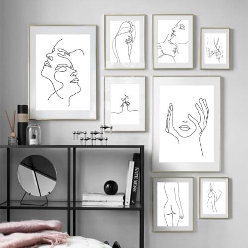 Wall Art Canvas Painting Abstract Art Hand Drawn Sexy Lines Girl Nordic Posters And Prints Wall Pictures For Living Room Decor