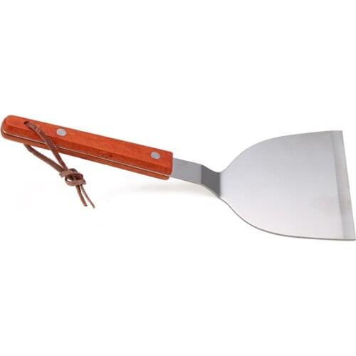 New Wood Handle Steak Shovel Stainless Steel Pizza Spatula Cooking Shovel For Hot Pizza Beef Transfering Kitchen Picnic Cookward