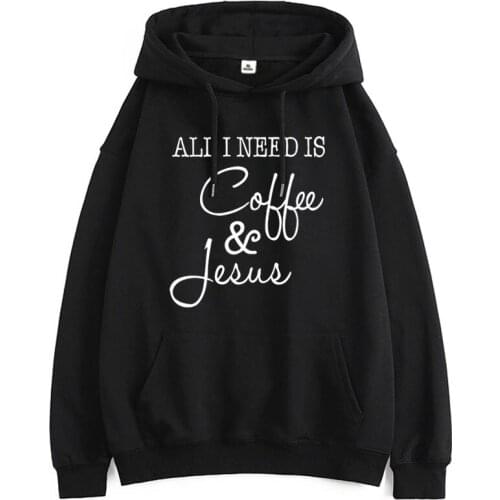 2021 New Arrival Tracksuit For Women Fashion k-pop Sweatshirts All I Need Is Coffee and Jesus Hoodies Autumn Winter Pullovers