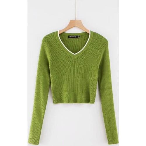 Fall 2021 crop sweater kawaii cute sweaters knitted sweater pink women winter clothes women pullover sweater sexy tops