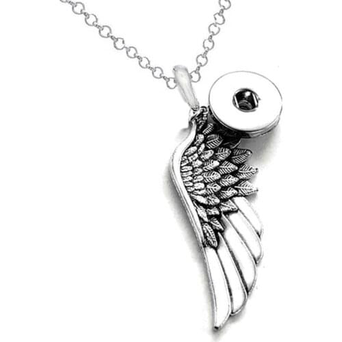High quality Feather 029 18mm Snap Button Necklaces & Pendants Silver Plated Necklace For Women DIY Jewelry Accessories