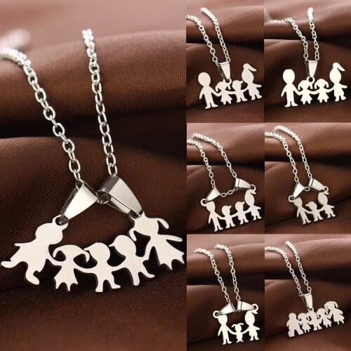 Parents Love Son Daughter Boys Girls Necklaces Stainless Steel Pendant Mothers Fathers Necklace For Family Mom Dad Kids Gifts