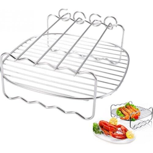Baking Tray Skewers Air Fryer Stainless Steel Holder BBQ Rack Double-deck Home Replacement Barbecue