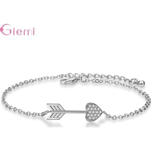 Popular Vogue Cubic Zirconia Arrow Bracelet Charm for Women Girl Trendy Gift Jewelry Link Chain Bangle Bracelet Bijoux