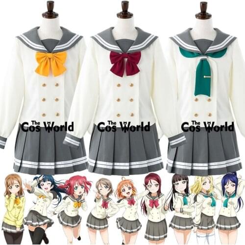 LoveLive!Sunshine!! 9 Roles Aqours Takami Chika Watanabe You Autumn School Uniform Sailor Suit Outfit Anime Cosplay Costumes