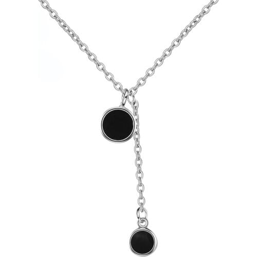 Simple Geometric Necklace Pendant Tassel Black Round Drip Glaze Chokers Necklace For Women Girl Jewelry Gift