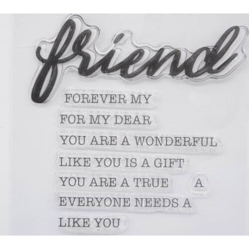 Friend text Transparent Clear Silicone Stamps for DIY Scrapbooking/Card Making/Kids Fun Decoration Supplies