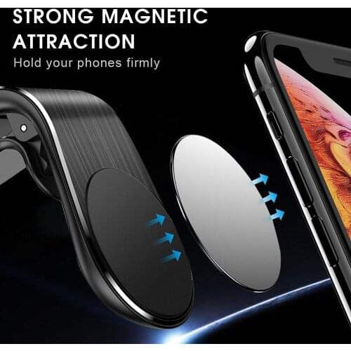 Universal Magnetic Car Air Vent Holder L Shape Car Mount Holder With 5 Strong Magnets for 4.5-6.5 Phones