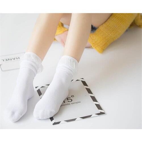 Spring Lace Ruffles Socks Cotton Lovely Frilly Edge Girls' Women Socks Sweet Casual Tube Lady Vintage Socks B604