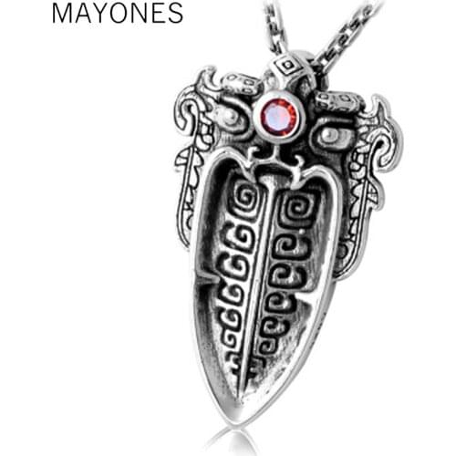 MAYONES Vintage Chinese Style Animal Face Tattoo Pendant Male And Female Retro Thai Arrow Lucky S925 Sterling SIlver Pendant