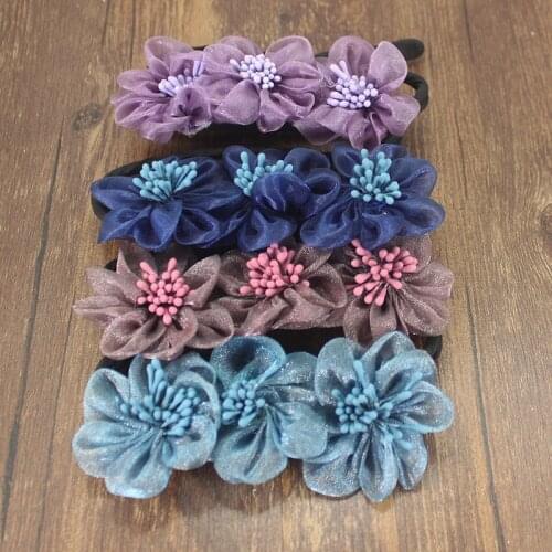 Vintage Purple Flower Hairpin Bun Hairstyle Hair Stick Women Elegant Hair Scrunchies Flower Hair Maker Tools Hair Accessories