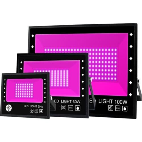 Waterproof UV Flood Lights 30W 60W 100W LED Stage Spotlight UV Black Light with on/off switch Dance Party Stage Aquarium Neon