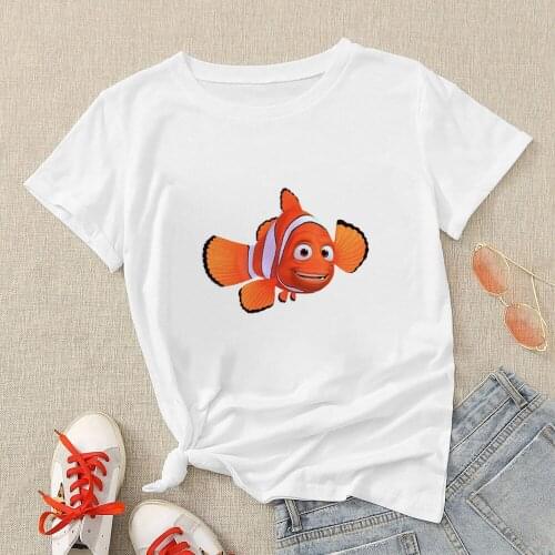 Timid Funny Marlin Camiseta Mujer Finding Nemo Print Cartoon Women T Shirt Disney Loose Summer Casual Street Wear Teens Tees