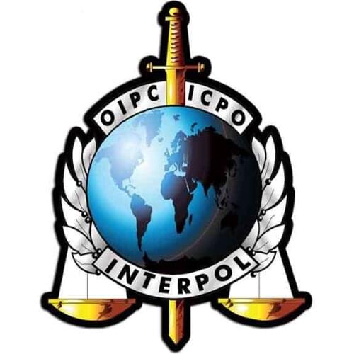 Funny 13cm x 9.9cm Funny Car Stickers and Decals OIPC ICPO Interpol Seal Waterproof JDM Laptop Vinyl Fine Decor