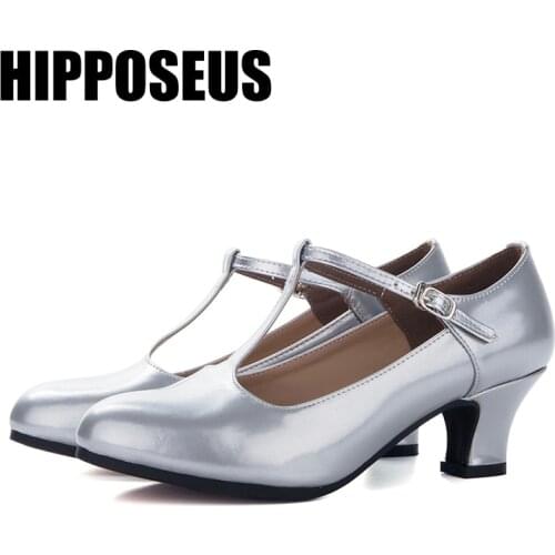 Latin-Dance-Shoes For Women Latin dance shoes Ladies Ballroom Modern Tango Dancing Shoes Silver Practise Performance Shoes