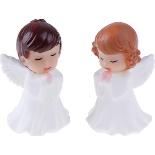 1pair Angels Figurines Cake Decoration Micro Landscape DIY Accessories Desktop Crafts Keychain Pendant
