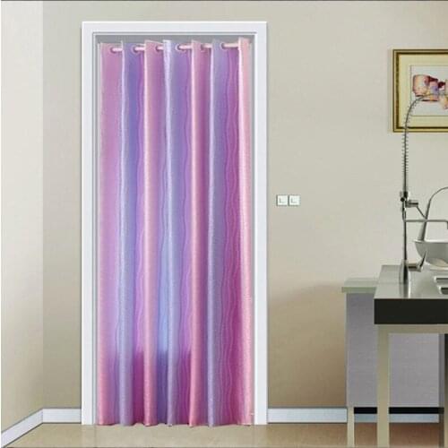 1PC Panel Rings Stitching Gradient Purple Stripe Door Curtain Modern Insulation Blackout Kitchen Door Door Way Drapes *VT