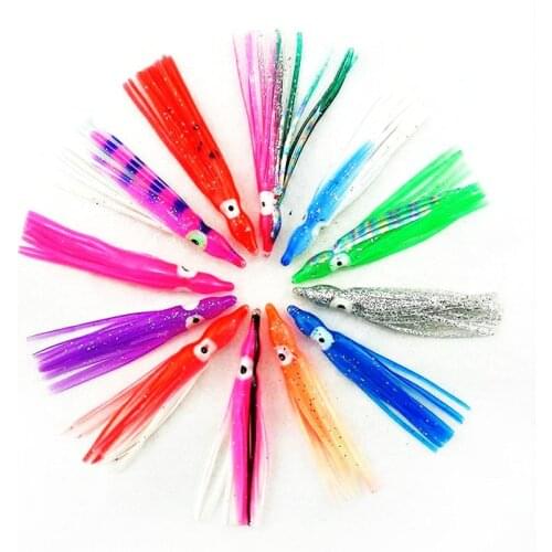 10pcs 6cm Soft Rubber Squid Skirts Bionic bait Fishing Tackle Sea Fishing Octopus bait Threads Skirts Soft Lures Mixed color