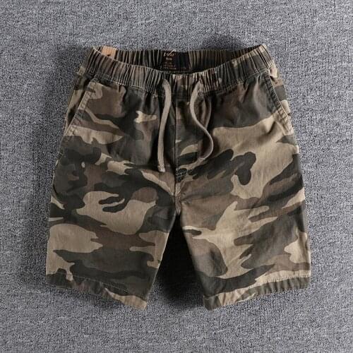 2021 new arrival American camouflage casual shorts mens comfortable drawstring waist Summer Youth quarter trouser 7