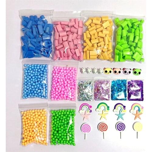 32 Pack Slime Making Kit Colorful Foam Ball Granules Flat Beads Lollipop Rainbow Candy Polymer Clay Set Childrens DIY Material