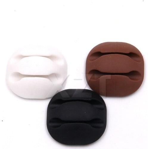 4pcs/lot hot sale 2 ports Cable Clip Desk Tidy Wire Lead USB Charger Holder Mouse Cable Cord Organizer
