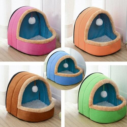 5 Colors Pet Dog Cat Bed Foldable Puppy House With Toy Ball Warm Soft Pet Cushion Small Dog Kennel Cat Castle Drop Shipping