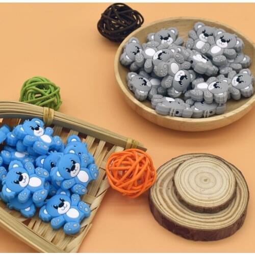 50pcs Silicone Teether Beads Food Grade Silicone Teething Beads Panda Koala Baby Toys For Teeth Newborn Pacifier Accessories