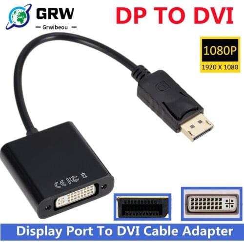 1080P DP to DVI Adapter DisplayPort Display Port to DVI Cable Adapter Converter Male to Female for Monitor Projector Displays