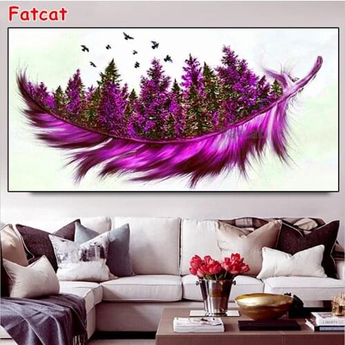 Diy diamond painting feather leaf forest full square round drill diamond mosaic embroidery 5d cross stitch Abstract art PP316