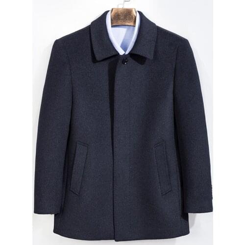 Big size 8XL 6xl brand Single breasted wool coat winter thick warm luxury business casual mens slim jacket coat black gray