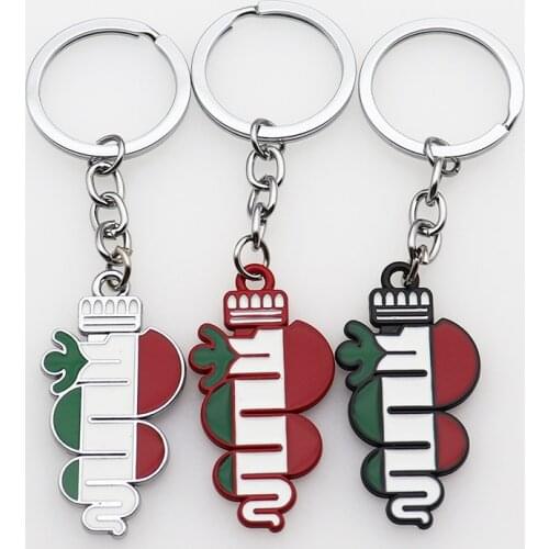 1pcs 3D Alfa Romeo Zinc Alloy Car KeyChain Key Chain Keyring Key Ring Creative logo Emblem Auto car accessories 147 159 Leaf