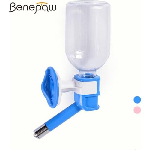 Benepaw BPA- Free No Drip Cage Dog Water Bottle 300ml Gravity Hydration Fountain With Spigot Spout For Puppys Cats Hamster