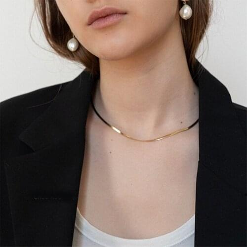 High street minimalistic Ladies Fashion Titanium Steel Gold Plated Snake Chain Necklace chunky necklace