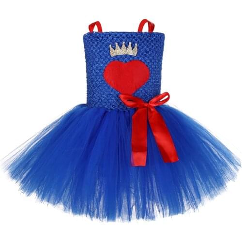 Royalblue Princess Evie Costume for Girls Kids Descendant Tutu Dress Evil Queen Halloween Costumes for Children Tulle Outfit