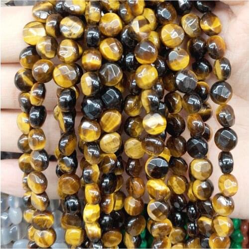 Natural Stone Crystal Faceted Loose Beads Beaded Tiger Eye 10mm Round Piece for Jewelry Making DIY Bracelet Necklace Parts 15