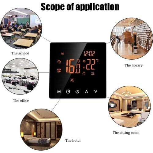 Large Power Intelligent Temperature Controller Touching Screen Weekly Circulation Programming System Thermostat Anti-flammable