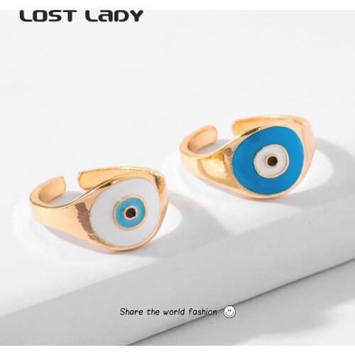 Lost Lady Vintage Cute Evil Eye Rings For Women Fashion Gold Color Female Opened Knuckle Ring Finger Jewelry Accessories