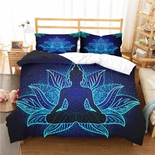 A Bedding Set 3D Printed Duvet Cover Bed Set Yoga Buddha Home Textiles for Adults Bedclothes with Pillowcase #YJ07