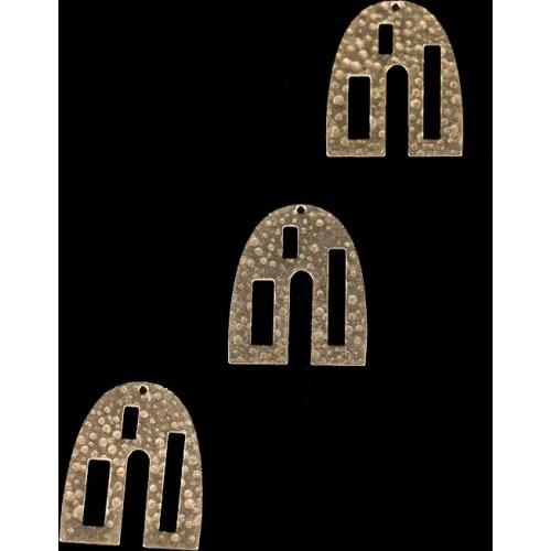 Brass Single Hole Embossed Door-shaped Pendant Charm Semicircle Pendant Lady Necklace Earring Fashion Jewelry Accessories