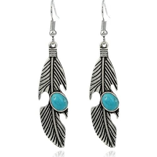 LOVBEAFAS Fashion Boho Long Drop Earrings For Women Jewelry Feather Ethnic Vintage Earrings Power Bohemian Earrings