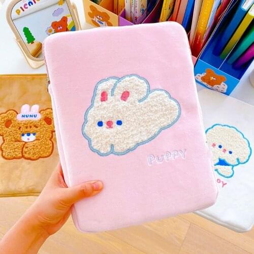 Multifunctional Laptop Sleeve Case Bag Cartoon Pattern Embroidery Pouch Cover for 11in 10.5in 9.7in Tablet
