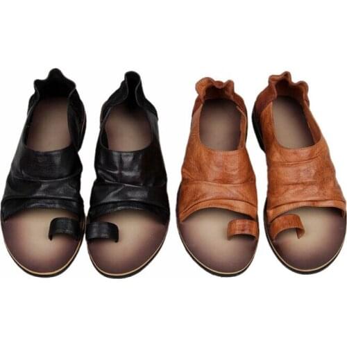 Sandals Men Flats Genuine leather Flip flops Rome Style Flats Summer Beach Slides Flat heel Cow Rome Sandalias Hombre Zapatillas