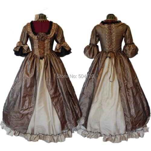 Tailored! brown Royal 18 Century French Duchess Retro medieval Renaissance Reenactment Theatre Civil war Victorian dress HL-448