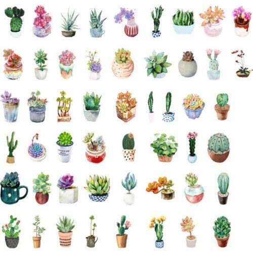 50pcs/pack succulents plants small paper sticker decoration label bookmark dress up for notebook