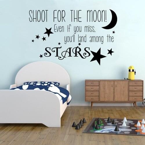 Shoot For The Moon Wall Decal Nursery Decor Stars Vinyl Wall Sticker Bayby Sweet Dream Wall Mural Good Sleep Vinyl Decal AY1568