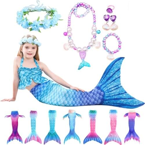 2020 New Kids Mermaid Swimsuit Bikini Girls Mermaid Tail with Monofin Swimsuit Childs Wear Split Mermaid Tail Clothing Swimwear